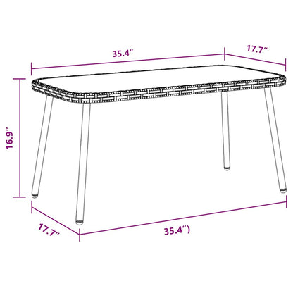 Salontafel Bruin En Zwart 90 X 45 X 43 Cm Poly Rattan En Glas