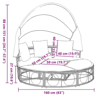 Loungebed Voor Buiten Met Luifel En Kussens Poly Rattan