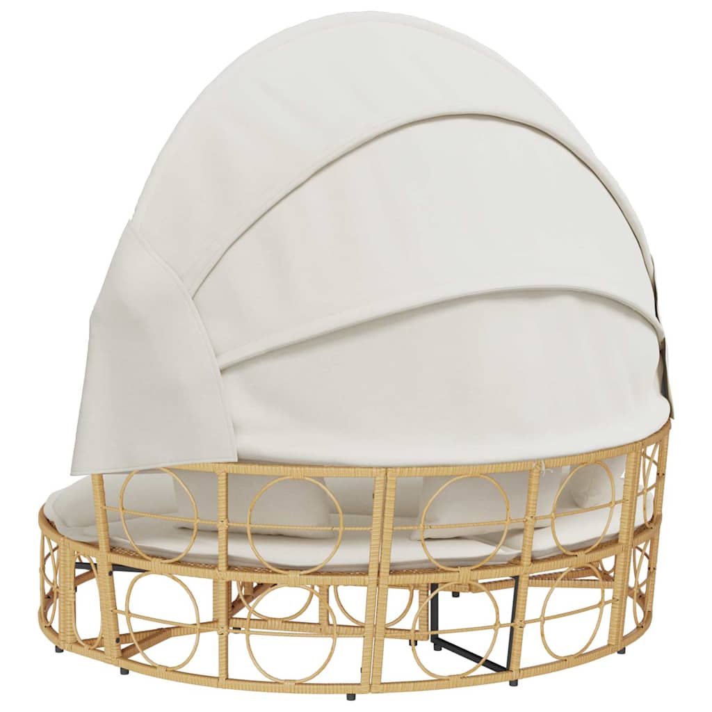 Loungebed Voor Buiten Met Luifel En Kussens Poly Rattan