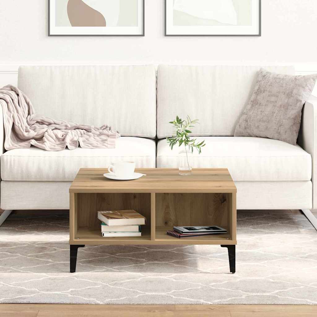 Salontafel 60X60X30 Cm Bewerkt Hout Artisanaal Eiken