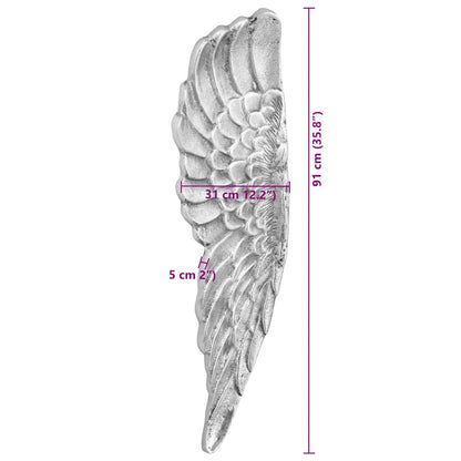 Vleugels Beeldhouwwerk Zilver 31 X 5 X 91 Cm Aluminium
