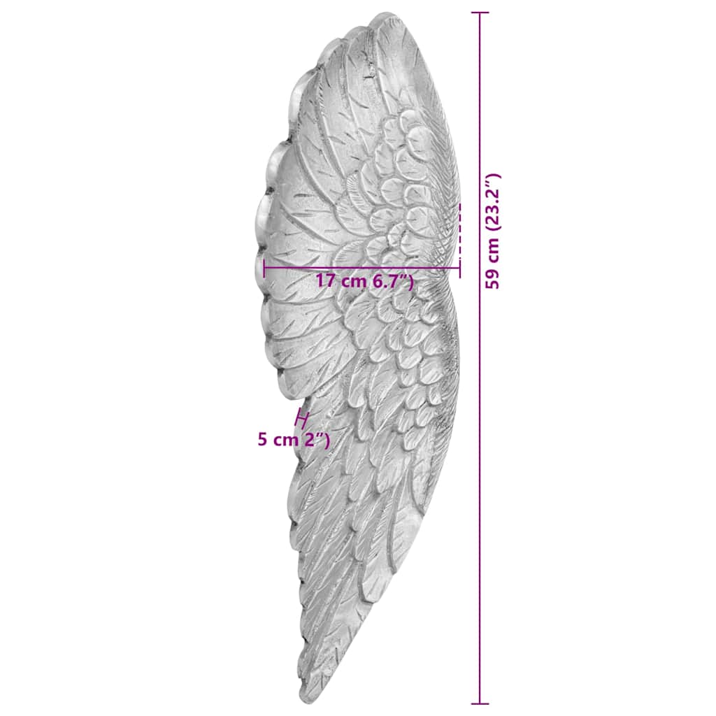 Vleugels Beeldhouwwerk Zilver 17 X 5 X 59 Cm Aluminium