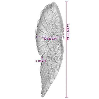 Vleugels Beeldhouwwerk Zilver 17 X 5 X 59 Cm Aluminium
