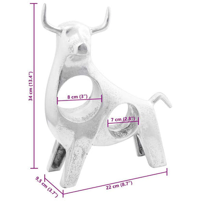 Stierensculptuur Zilver 22 X 9.5 X 34 Cm Aluminium