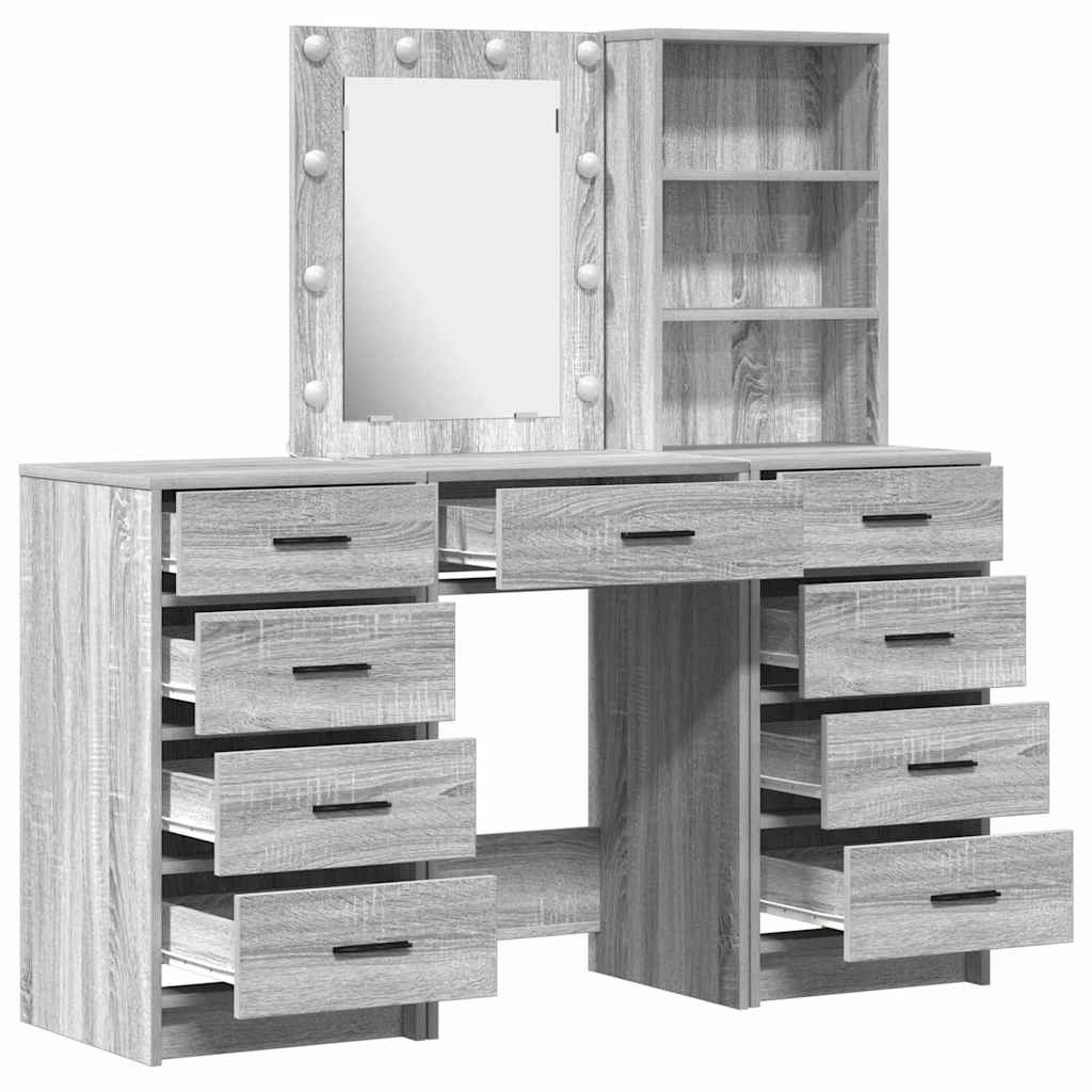 Plafondtafel Met Lade 3 Pcs Grijs 40 X 41 X 135 Cm Bewerkt Hout