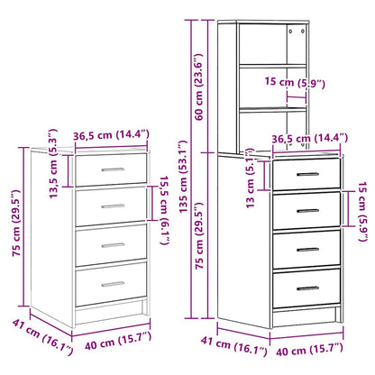 Plafondtafel Met Lade 3 Pcs Grijs 40 X 41 X 135 Cm Bewerkt Hout