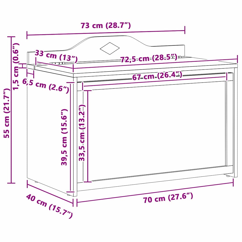 Speelgoeddoos 73 X 33 X 55 Cm Bewerkt Hout