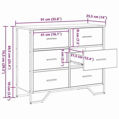 Ladekast Met Lade 91 X 35.5 X 74.5 Cm