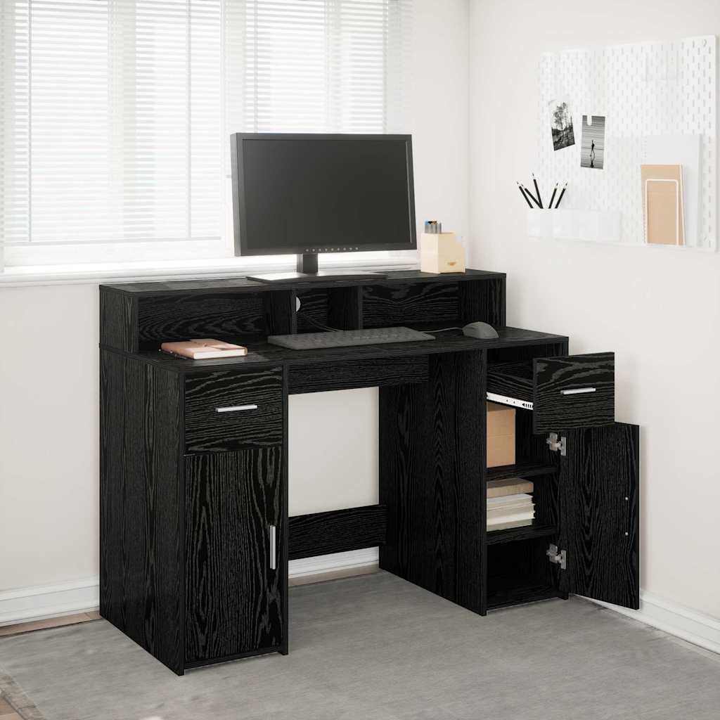 Bureau Met Led-Verlichting Hout Kleur
