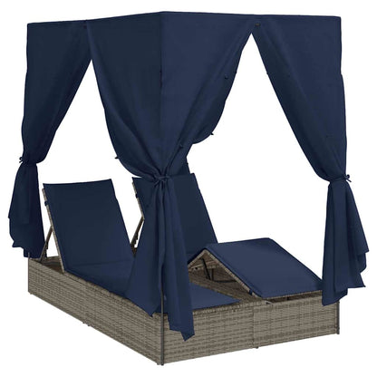 Dubbele Zonnebed Met Dak 205 X 129 X 200 Cm Pe Riet