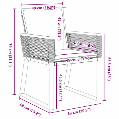 Tuin Eetset 5 Pcs Zwart Poly Riet