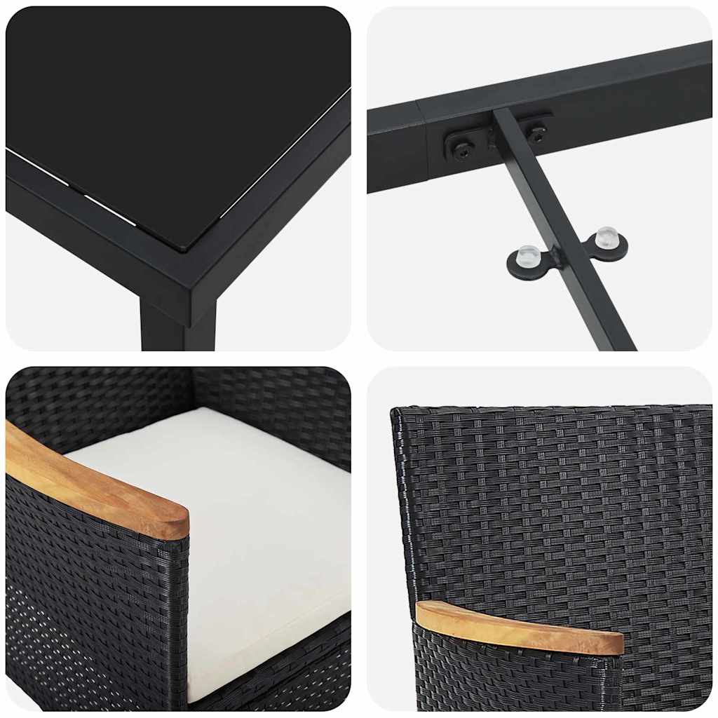 Tuin Eetset Met Kussen 3 Pcs Poly Riet