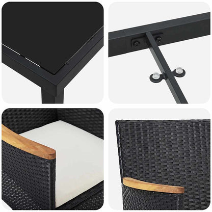 Tuin Eetset Met Kussen 3 Pcs Poly Riet