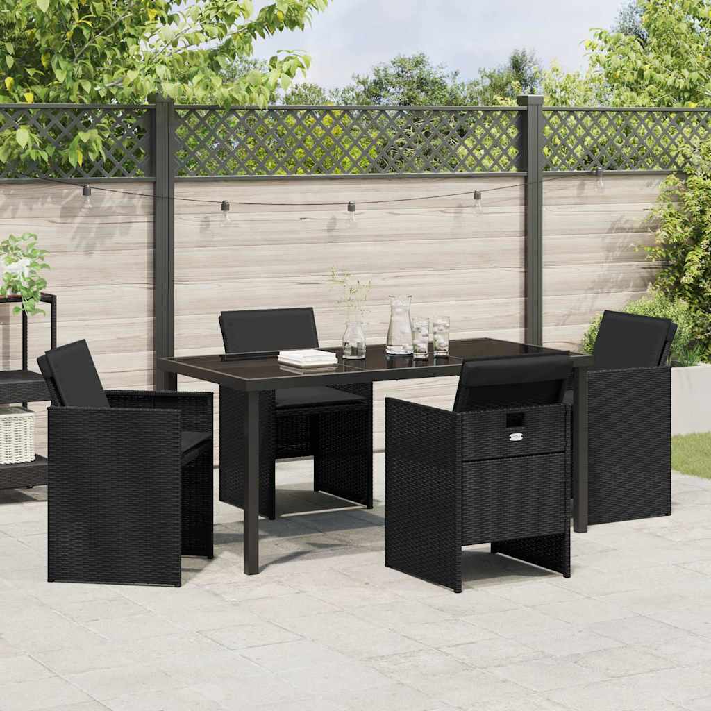 Tuin Eetset Met Kussen 5 Pcs Poly Riet