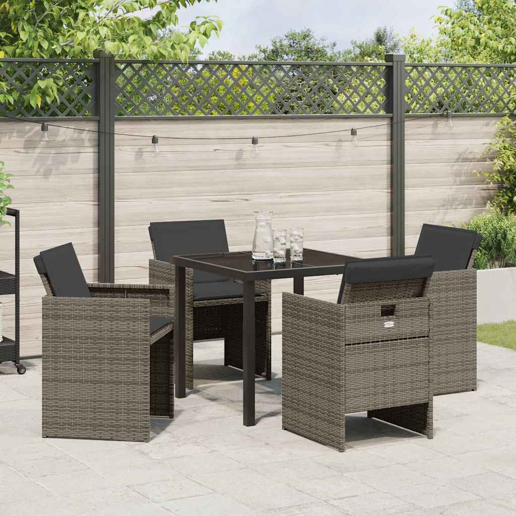Tuin Eetset Met Kussen 5 Pcs Poly Riet