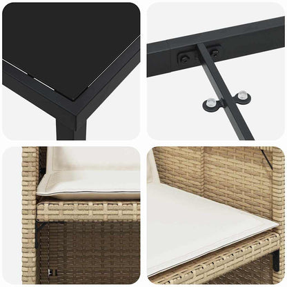 Tuin Eetset Met Kussen 5 Pcs Poly Riet