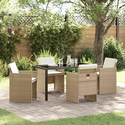 Tuin Eetset Met Kussen 5 Pcs Poly Riet