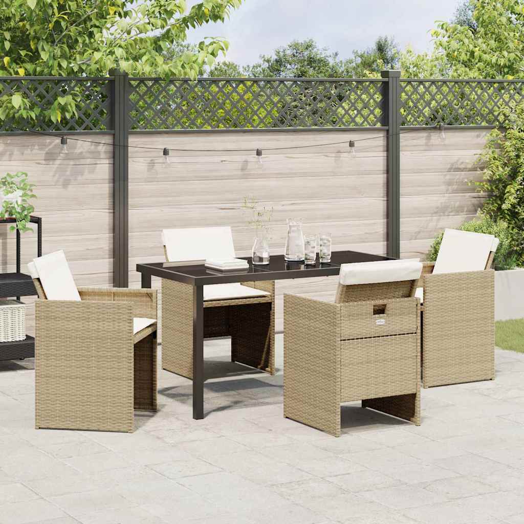 Tuin Eetset Met Kussen 5 Pcs Poly Riet