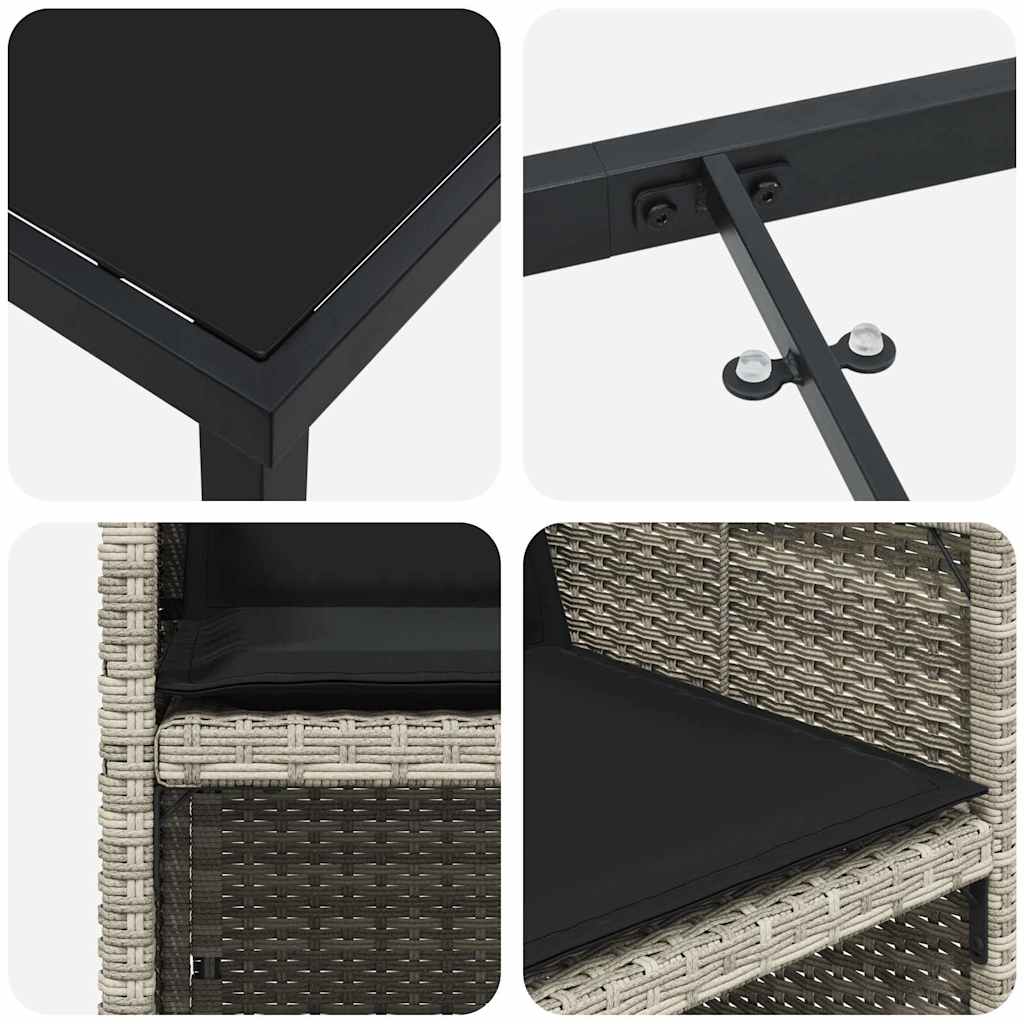 Tuin Eetset Met Kussen 5 Pcs Poly Riet