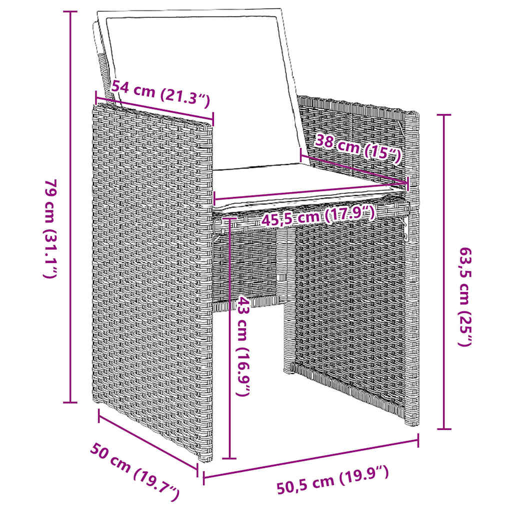 Tuin Eetset Met Kussen 5 Pcs Poly Riet