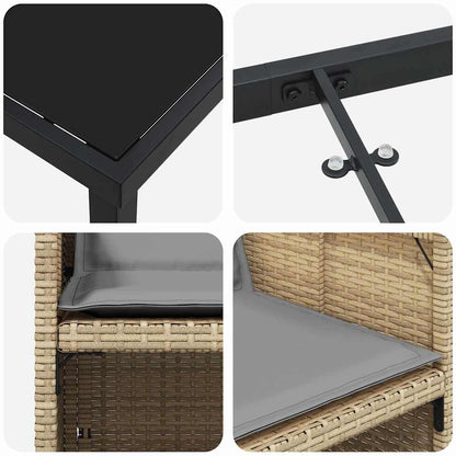 Tuin Eetset Met Kussen 5 Pcs Poly Riet