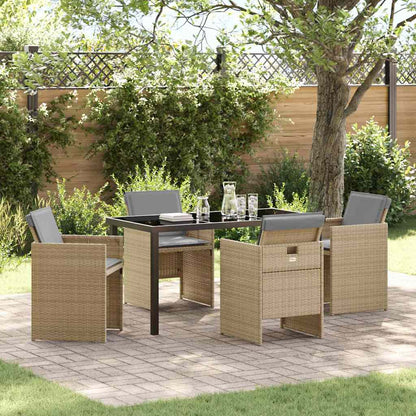Tuin Eetset Met Kussen 5 Pcs Poly Riet