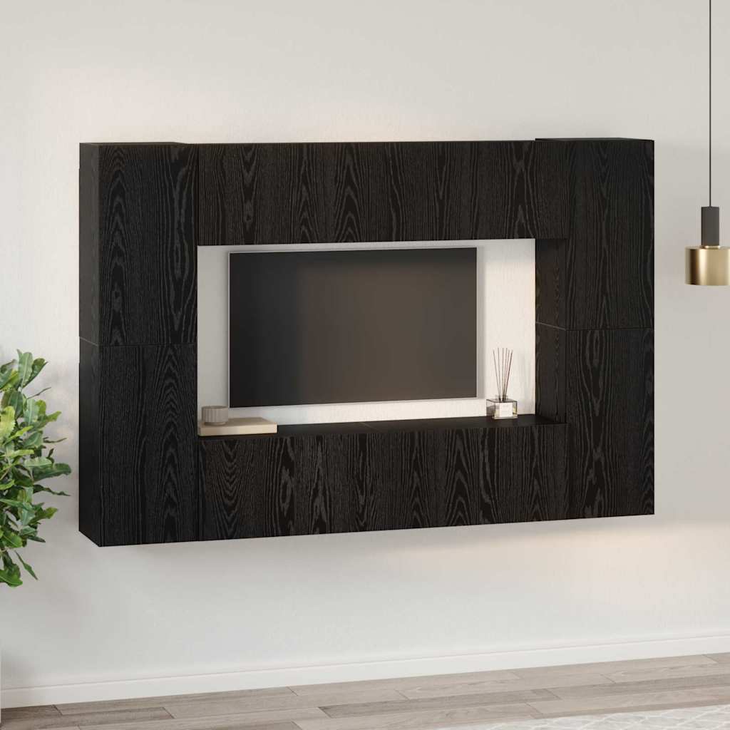 Tv-Meubelset Wandgemonteerd Bewerkt Hout