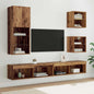5-Delige Tv-Wandmeubelset Met Led-Verlichting Bewerkt Hout