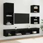 5-Delige Tv-Wandmeubelset Met Led-Verlichting Bewerkt Hout