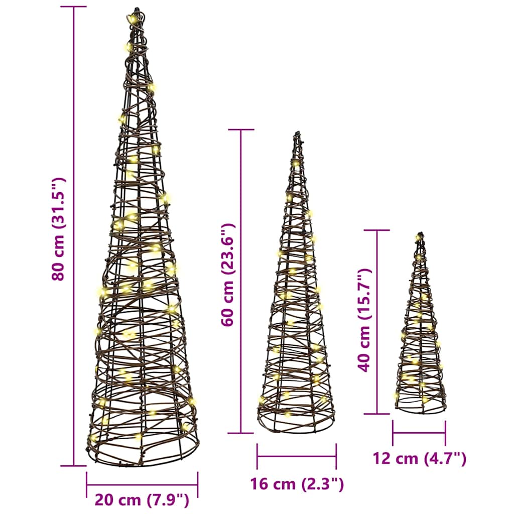 Kerstboom Met 90 Led 3 Pcs Warmwit 20 X 20 X 80 Cm