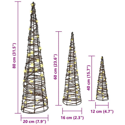 Kerstboom Met 90 Led 3 Pcs Warmwit 20 X 20 X 80 Cm