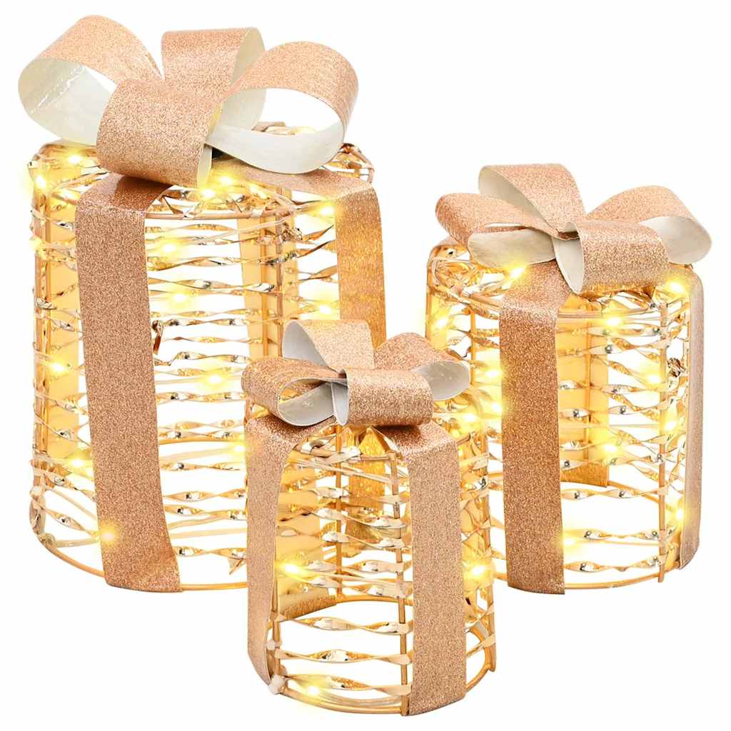 Cadeau Doos Decoratie 3 Pcs Warmwit 20 X 20 X 20 Cm Pet
