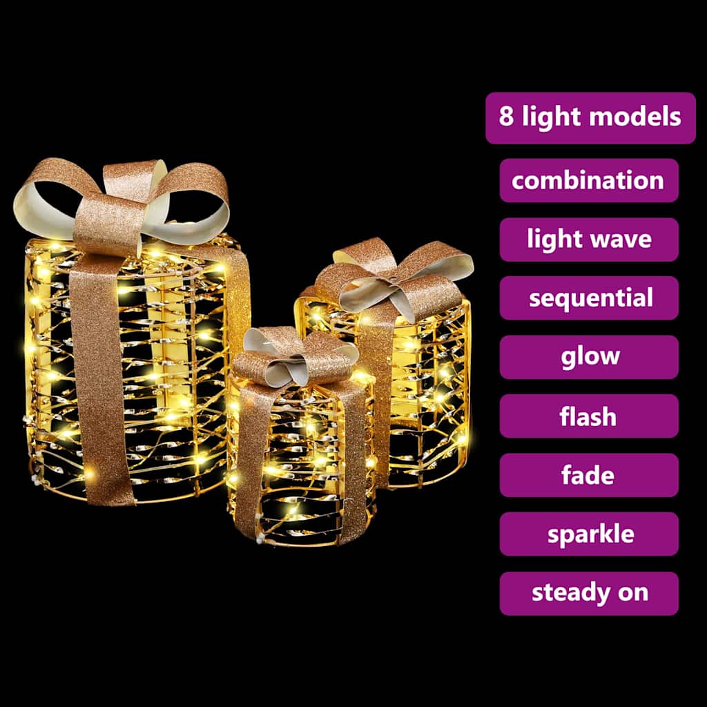 Cadeau Doos Decoratie 3 Pcs Warmwit 20 X 20 X 20 Cm Pet