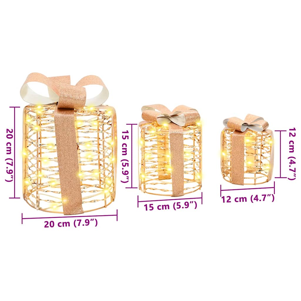 Cadeau Doos Decoratie 3 Pcs Warmwit 20 X 20 X 20 Cm Pet