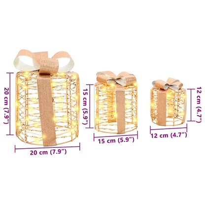 Cadeau Doos Decoratie 3 Pcs Warmwit 20 X 20 X 20 Cm Pet