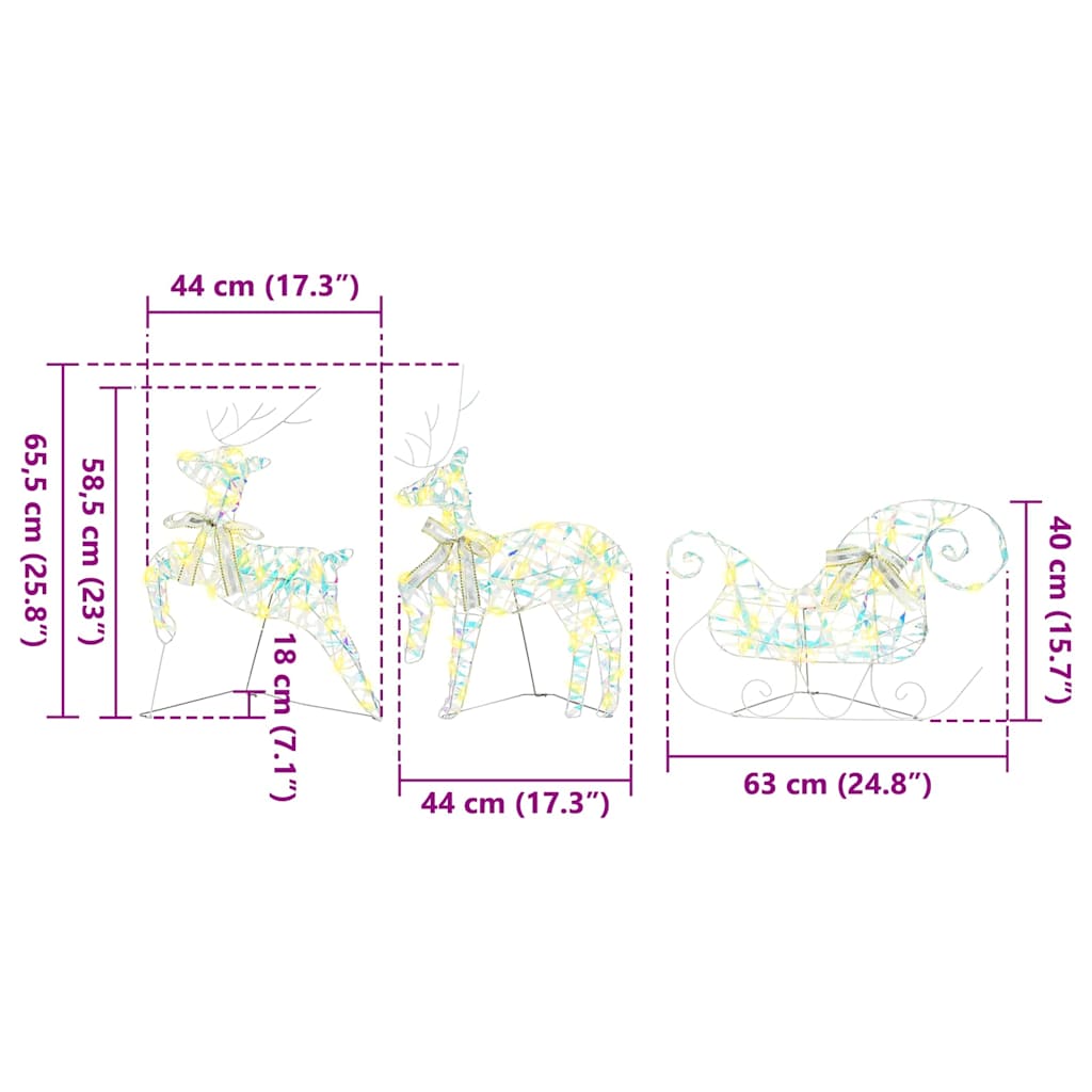 Led Rendieren Met 60 Led 3 Pcs Warmwit