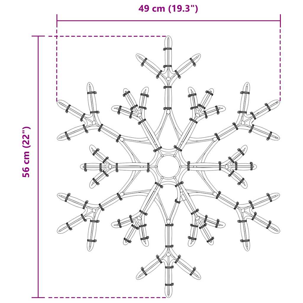 Kerstsneeuwvlok Met 180 Led Warmwit 56 X 49 X 0.7 Cm Pvc